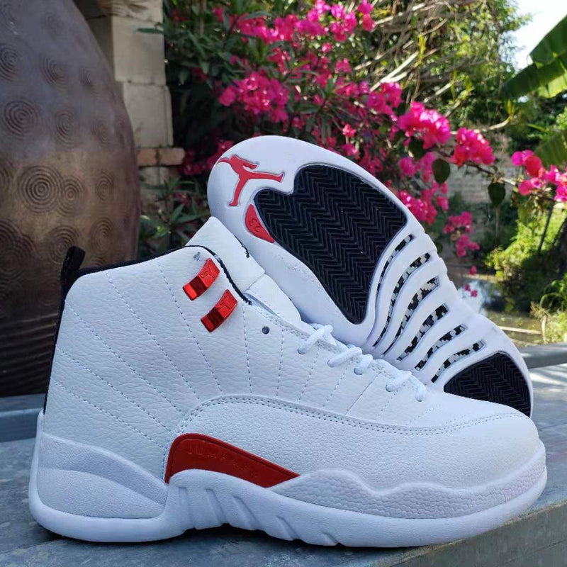 Sneakers, White Red Colorway, Lace Up Design, Casual Gift for Sneaker Fans