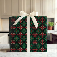Green Fair Isle Christmas Gift Wrap, Nordic Snowflake Wrapping Paper, Comfy Sweater Holiday Wrapping Paper, Festive Winter Gift Wrap