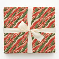 Abstract Modern Christmas Gift Wrap, Red and Green Brushstroke Wrapping Paper, Artistic Holiday Wrapping Paper Roll, Elegant Present Wrap