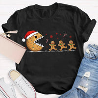 Adorable Snowflake Christmas Tee, Christmas Biscuit Santa Hat Shirt, Holiday Biscuit T-Shirt, Winter Cookie Shirt, Christmas Present for Women