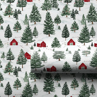 Rustic Country Christmas Gift Wrap, Red Barn Winter Forest Wrapping Paper, Snowy Cabin Farmhouse Wrapping Paper, Holiday Present Present Decor