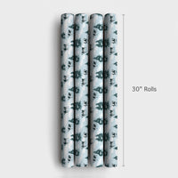 Holstein Cattle Snowy Pine Tree Gift Wrap, Winter Cow Christmas Wrapping Paper, Rustic Farmhouse Present Paper, Country Holiday Present Wrap
