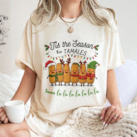 Humorous Mexican Food Christmas T-Shirt, Tis the Season for Tamales Shirt, Retro Xmas Foodie Graphic Tee, Spanish Holiday Tee, Present for Foodies
