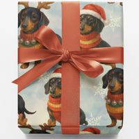 Jolly Long Dog Holiday Gift Wrap, Dachshund Christmas Wrapping Paper, Adorable Sausage Dog Wrapping Paper, Dog Lover Holiday Gift Wrapping Paper