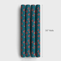 Humorous Tropical Christmas Gift Wrap, Floating Santa Inner Tube Wrapping Paper, Summer Beach Santa Wrapping Paper, Teal Holiday Wrapping Paper