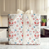 Crafter Santa Claus Ornament Wrapping Paper, Yarn Ball Santa Wrapping Paper, Knitting Christmas Wrapping Paper, Holiday Gift Wrap Roll