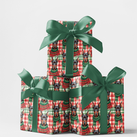 Plaid Dog Holiday Gift Wrap, Doberman Christmas Wrapping Paper, Doberman Pinscher Wrapping Paper, Festive Pet Gift Wrap, Dog Present Paper