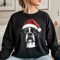 Santa Hat Boxer Dog Crewneck, Boxer Dog Christmas Sweatshirt, Adorable Holiday Dog Lover Sweater, Festive Winter Pullover, Present for Dog Mom Dad