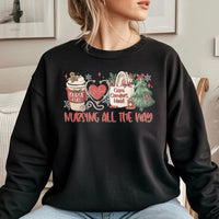 Nurse Christmas Sweatshirt, Nursing All the Way Sweatshirt, Registered Nurse Holiday Crewneck, Nursing Student Winter Pullover