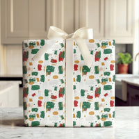 Brush Stroke Holiday Gift Wrap, Abstract Christmas Wrapping Paper, Modern Red Green Present Wrap, Festive Xmas Wrapping Paper Roll