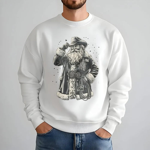 Western Christmas Lasso Sweatshirt, Cowboy Santa Sweatshirt, Vintage Cowboy Santa Crewneck, Retro Western Holiday Sweatshirt,
