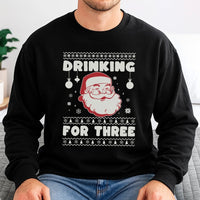 Humorous Pregnancy Announcement Crewneck, Drinking for Three Christmas Sweatshirt, Expecting Mom Sweater, Holiday Maternity Pullover, Xmas Present