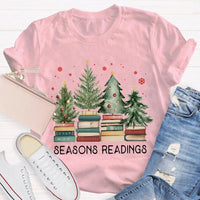 Humorous Holiday Book Pun T-Shirt, Seasons Readings Teacher Shirt, Adorable Christmas Reading Graphic Tee, Book Lover Christmas T-Shirt