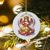Adorable Holiday Angel Ornament, Christmas Fairy Angel Ornament, Ceramic Angel Figurine Ornament, Festive Tree Decoration, Angel Christmas Present