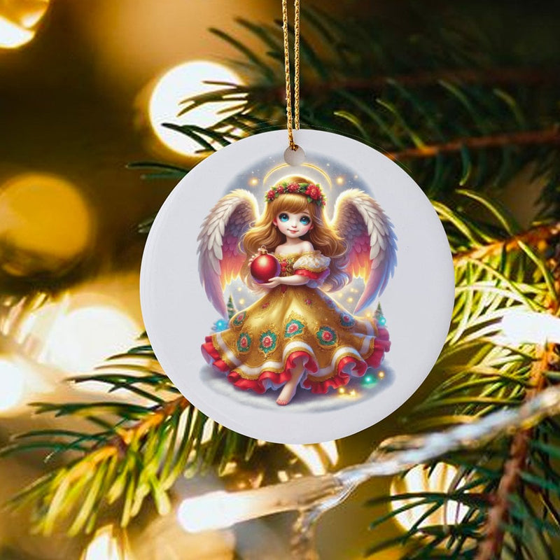 Adorable Holiday Angel Ornament, Christmas Fairy Angel Ornament, Ceramic Angel Figurine Ornament, Festive Tree Decoration, Angel Christmas Present