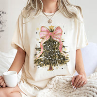 Coquette Pink Bow Aesthetic Graphic Tee, Camo Christmas Tree T-Shirt, Camo Tree Holiday Shirt, Adorable Camo Xmas Tee, Holiday Present for Her