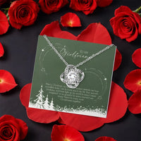 Rotating Rose Box Love Knot Pendant, Girlfriend Love Knot Necklace, Romantic CZ Love Knot Jewelry, Christmas Holiday Present, Anniversary Present