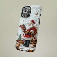 3D Textured Santa with Books Case, Santa Claus Phone Case for iPhone, Bookish Xmas Holiday Phone Cover, Christmas Present for Book Lovers