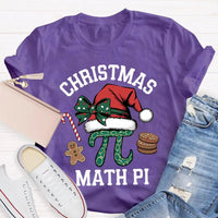Humorous Math Teacher Holiday Shirt, Pi Symbol Santa Hat Christmas T-Shirt, Christmas STEM Graphic Tee, Math Lover Xmas Tee, Teacher Present