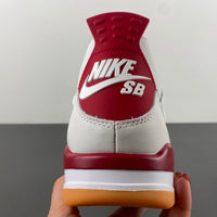 Retro Low Top Sneakers, White Red Gray Colorway, Suede Footwear, Lace Up Design, Casual Gift for Sneaker Fans