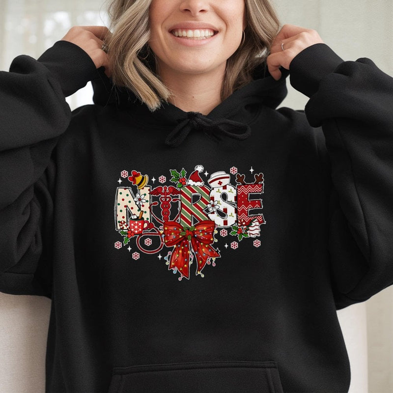 Festive Stethoscope Sweatshirt, Christmas Nurse Hoodie, Holiday Medical Graphic Pullover, Xmas Healthcare Hooded Sweatshirt, RN Present
