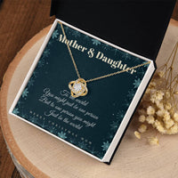 Christmas Present for Mom from Daughter, Love Knot Necklace for Mom, 18k Yellow Gold Finish Necklace, Cubic Zirconia Crystal Pendant Necklace
