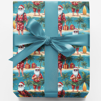 Beach Christmas Gift Wrap, Tropical Santa Wrapping Paper, Coastal Holiday Wrapping Paper, Island Santa Present Paper, Summer Gift Wrap Roll