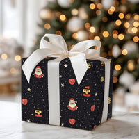 Adorable Cartoon Christmas Gift Wrap, Starry Night Santa Wrapping Paper, Holiday Bell Snowflake Wrapping Paper, Festive Winter Gift Wrap Roll