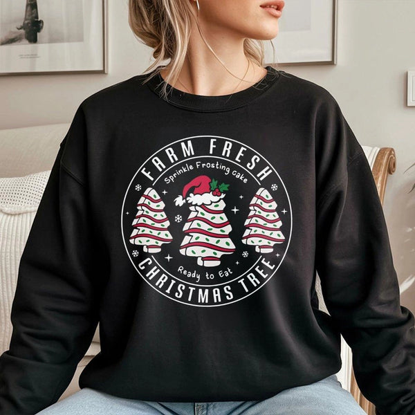 Retro Holiday Sprinkle Frosting Snack Crewneck, Christmas Tree Cake Sweatshirt, Vintage Christmas Treat Sweater, Festive Xmas