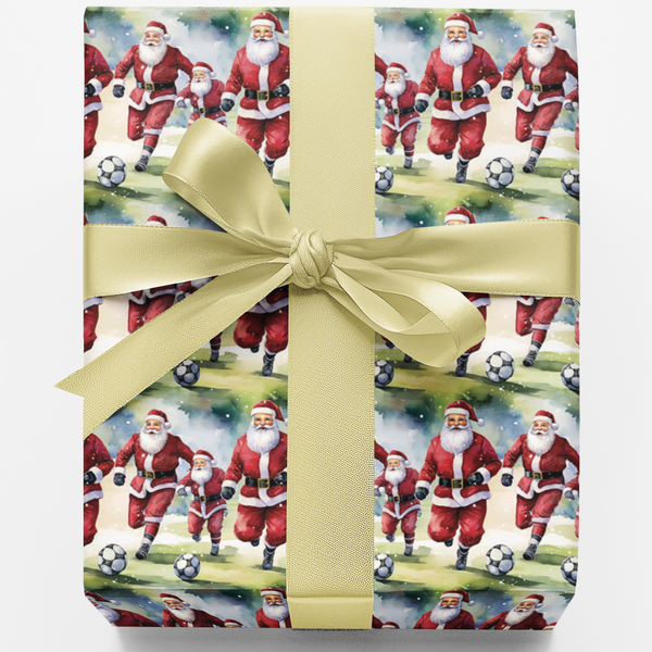 Christmas Sports Gift Wrap, Santa Claus Soccer Wrapping Paper, Humorous Soccer Santa Wrapping Paper, Holiday Gift Wrap, Socce
