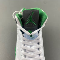High Top Sneakers, White Green Colorway, Leather Footwear, Lace Up Design, Casual Gift for Sneaker Fans