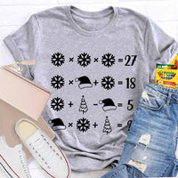 Snowflake Santa Hat Tree Shirt, Math Teacher Christmas T-Shirt, Humorous Math Holiday Tee, Teacher Christmas Present