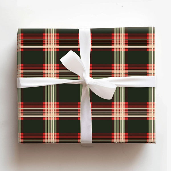 Traditional Tartan Gift Wrap, Christmas Plaid Wrapping Paper, Green and Red Holiday Wrapping Paper, Classic Festive Wrapping 