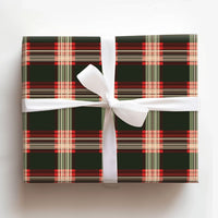 Traditional Tartan Gift Wrap, Christmas Plaid Wrapping Paper, Green and Red Holiday Wrapping Paper, Classic Festive Wrapping Paper Roll