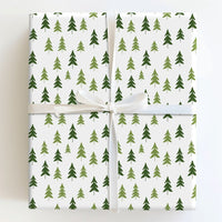 Minimalist Forest Holiday Gift Wrap, Pine Tree Christmas Wrapping Paper, Woodland Pine Tree Gift Wrapping Paper, Rustic Holiday Present Wrap