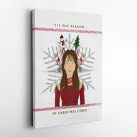 Retro Festive Holiday Woman Wall Art, Tis the Season Christmas Hair Canvas Print, Comfy Winter Vibes Canvas Decor, Christmas Present for Her
