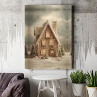 Winter Village Christmas Canvas Print, Gingerbread House Christmas Wall Art, Festive Gingerbread Holiday Poster, Christmas Digital Download
