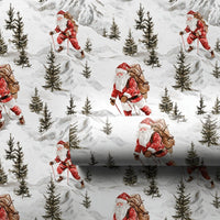 Mountain Expedition Christmas Gift Wrap, Hiking Santa Wrapping Paper, Watercolor Outdoor Santa Claus Present Paper, Rustic Winter Holiday Roll