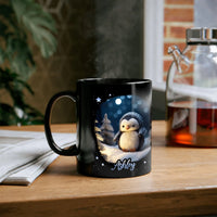 Custom Name Adorable Winter Animal Ceramic Mug, Personalized Penguin Mug, Holiday Coffee Mug, Adorable Christmas Penguin Cup Present for Kids