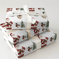 Duck Hunter Gift Wrap, Santa and Mallard Duck Wrapping Paper, Watercolor Christmas Wrapping Paper, Nature Lover Holiday Present Gift Wrap