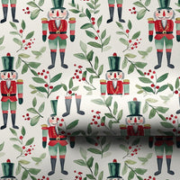Christmas Soldier Holiday Gift Wrap, Watercolor Nutcracker Wrapping Paper, Holly Berry Nutcracker Wrapping Paper, Festive Present Packaging