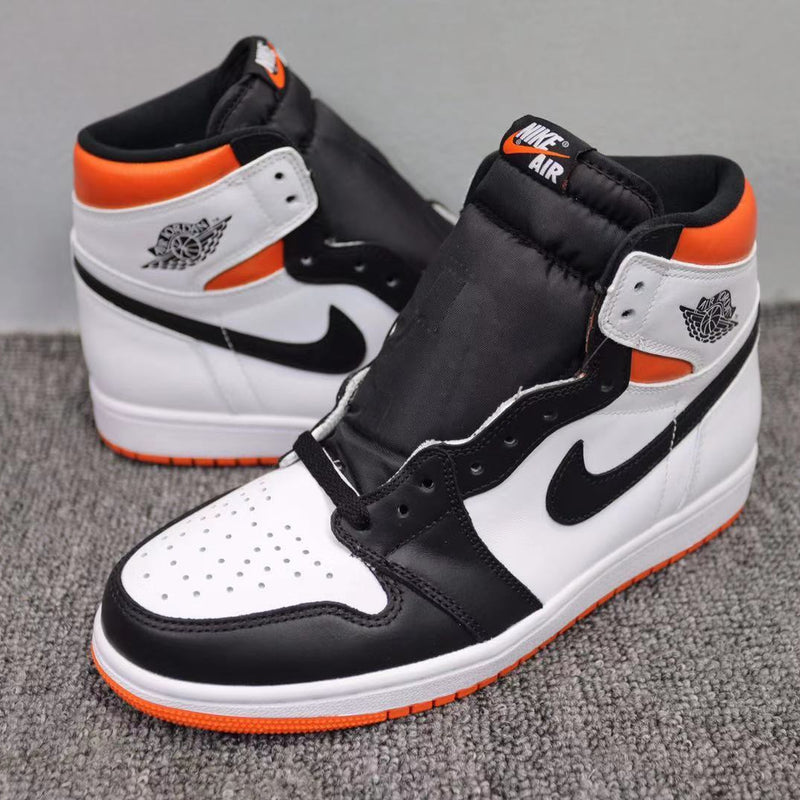 High Top Sneakers, Black White Orange Colorway, Lace Up Design, Casual Gift for Sneaker Fans