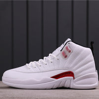 High Top Sneakers, White Red Colorway, Lace Up Design, Casual Gift for Sneaker Fans