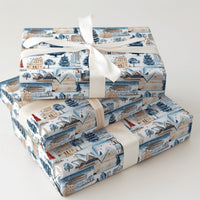 World Landmarks Holiday Gift Wrap, Winter Cityscape Wrapping Paper, Eiffel Tower Opera House Gift Wrap, Christmas Present Paper, Travel Present