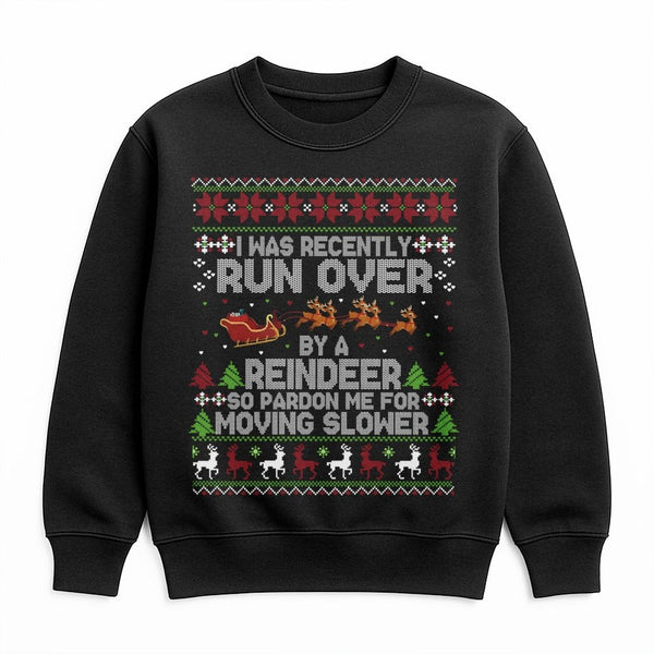 Humorous Ugly Christmas Sweater Crewneck, Run Over by A Reindeer Sweatshirt, Grandma Got Run Over Holiday Pullover, Retro Xma