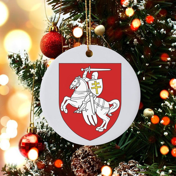 Lithuanian Vytis Knight Ceramic Ornament, Lithuania Coat of Arms Ornament, National Emblem Christmas Tree Ornament, Heritage 