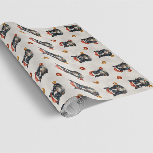 Festive Dog Holiday Gift Wrap, Border Collie Christmas Wrapping Paper, Adorable Pet Gift Wrapping Paper, Dog Lover Xmas Prese