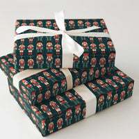 Classic Toy Soldier Holiday Gift Wrap, Nutcracker Christmas Wrapping Paper, Dark Teal Nutcracker Gift Wrapping Paper, Festive Roll Gift Wrap