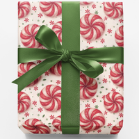 Red and White Candy Gift Wrap, Peppermint Swirl Christmas Wrapping Paper, Sweet Swirl Holiday Present Wrap, Festive Xmas Gift Wrap Roll