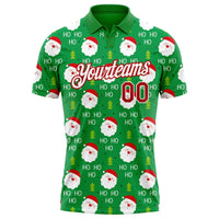 Santa Print Performance Golf Polo, Custom Christmas Golf Polo Shirt, Personalized Holiday Polo Shirt, Christmas Golf Present for Men